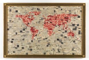 Lotta Continua, framed newspaper collage, 120x160 cm, 2010