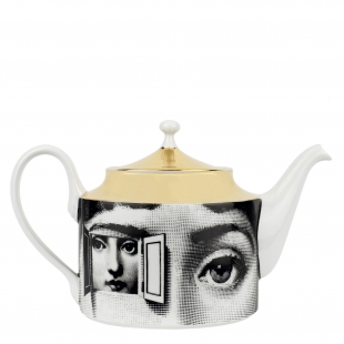 tea pot  Tema e Variazioni, gold and porcelain (hand painted) by Barnaba Fornasetti