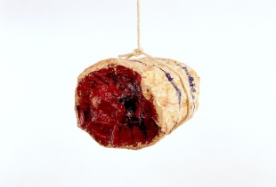 Claes Oldenburg, Roast Beef, 1961, enameled meslin on plasters and metallic structure  <br />
cm 35x43x40, c. Sonnabend Collection, New York, on show at Ca' Pesaro<br />
