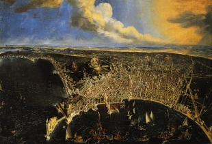 Dier Barra, Veduta di Napoli a volo d'uccello, 1647, oil on canvas, Certosa e Museo Nazionale di San Martino, Soprintendenza Speciale Napoli<br />
