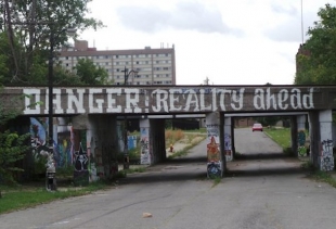 My Detroit Postcards at US Pavilion: Sue Shoemaker, Brown City, MI. Reality Ahead, 2015.<br />
