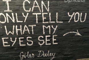 The entrance writing for Giles Duley's exhibit ph. courtesy pr/undercover