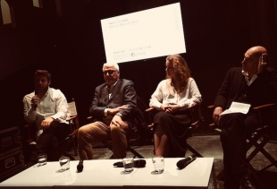 (from left), Markus Reymann, CNR-ISMAR representative, Stefanie Hessler, Armin Linke (ph. pr/undercover) on May 22nd 2018 press conference