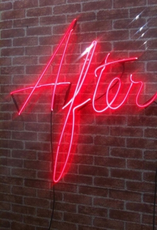 Dominique Gonzales Foerster <br />
After, 2009, Neon and Walpaper, 303 Gallery NY, edition 3 + AP